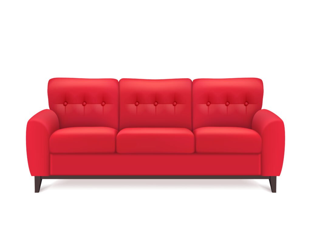 Red Leather Sofa Realistic Illustration